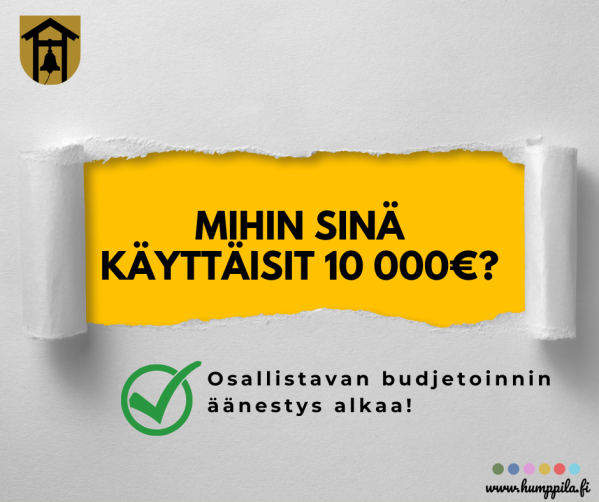 Mihin sinä käyttäisit 10 000€? Osallistavan budjetoinnin äänestys alkaa!